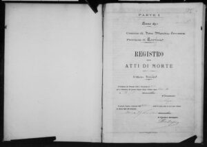 1890 [DEATH] civil registry cover San Maurizio Canavese